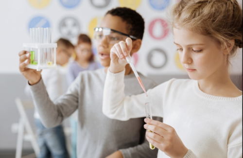 students performing science experiments